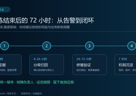 演练结束后0到72小时及7天内的蓝队复盘流程图
